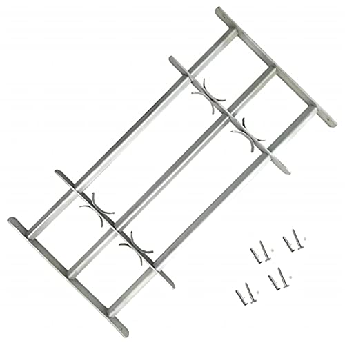 Homgoday Grille de fenêtre réglable - Vis de sécurité extensibles - Grille de sécurité - Grille de sécurité anti-effraction - Avec 3 barres transversales - 500 à 650 mm