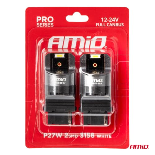 AMiO LED CANBUS PRO série 3156 P27W 2x1860SMD Blanc 12/24V FULL CANBUS