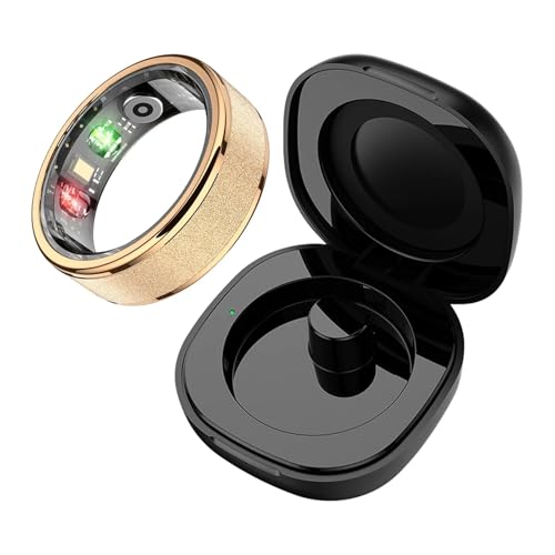 Dog Health Monitors FJLKGDSP R10 Smart Ring with Charging Case for Men Women, Health and Sleep Monitor, 5ATM Waterproof, Multi-sport Mode(Gold,12)