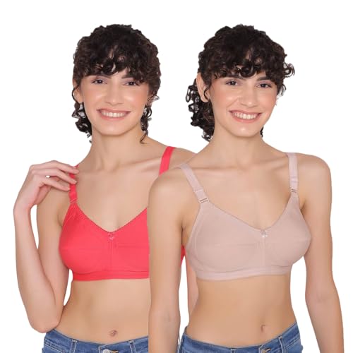 Image of INKURV Full Coverage Cotton Bra for Heavy Bust| Minimizer Bra for Women| Anti-Sagging Breast Lift Up| Non-Wired| Non-Padded Daily Use Bra for Ladies| Combo of 2