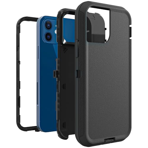 Image of Case for iPhone 12 Pro, iPhone 12 Case, Heavy-Duty Tough Rugged Shockproof Drop Protective Cover Phone Cases, Black