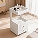 Salon Trolley Cart, Esthetician Cart with 2 Drawer & 2 Trays, 2 Lockable Wheels Hair Styling Station, Tool Organizer Storage Cabinet for Beauty Spa Barbershop, White