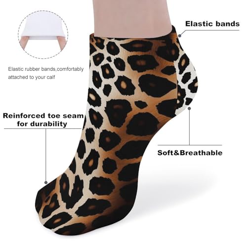 Leopard Print Athletic Ankle Socks for Women Men Running Hiking Cotton Socks Low Cut No Show Sock (5 Pack)3