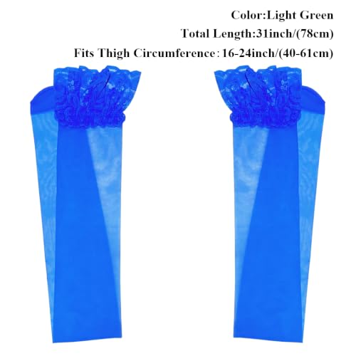 Image of Thigh High Stockings Lace Top, Women's Semi Sheer Sexy Stay Up Halloween Lingerie Thigh High Stockings