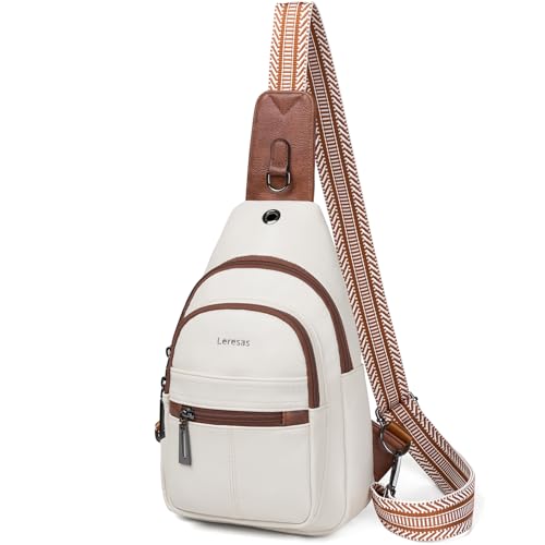 Leresas 7L Sling Bag for Women Vegan Leather Crossbody Purse Chest Bags Fashionable Trendy Fanny Pack with Travel, Beige by Leresas - Used condition - Image 8