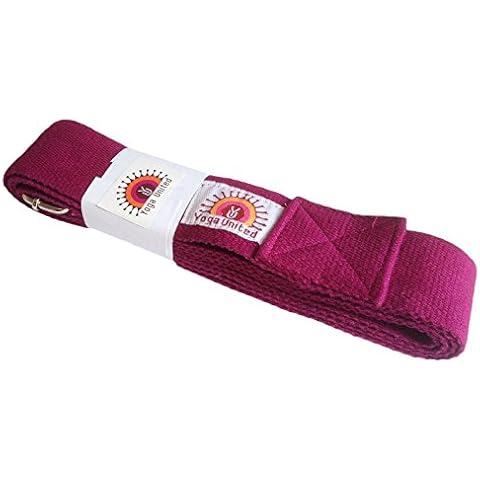 Yoga United Yoga Belt, 100% Cotton Belt For Stretching, Pilates, Yoga, 2m Long Strap With Bar Buckle - magenta Cover