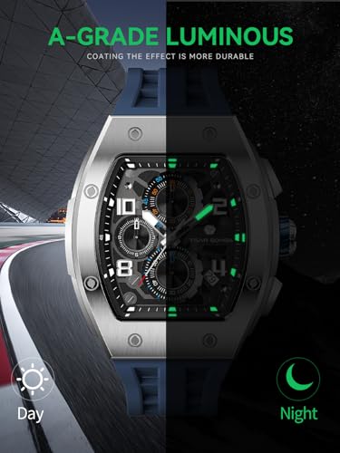Image of Tsar Bomba Mens Watches Quartz Wristwatch for Men Waterproof 50M Analog Luxury Tonneau Chronograph Calendar Date Men's Dress Business Work Watch Gift for Men