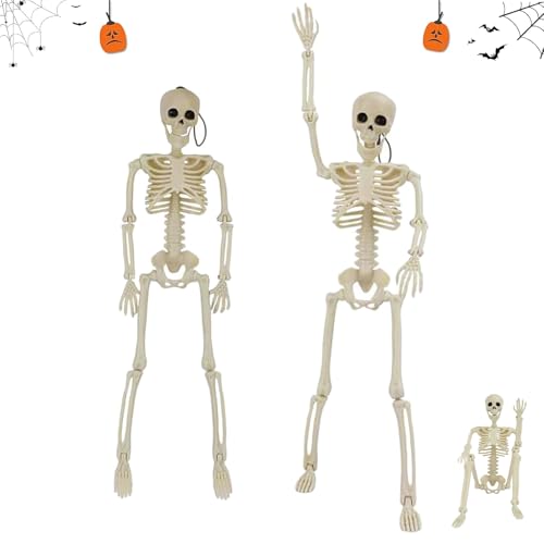 Decoración Halloween Esqueletos 40 cm 2 pcs, Esqueleto Halloween, Cráneo de Decoración, Decoración Colgante Esqueletos, con Articulaciones Móviles para La Decoración De Fiestas Caseras