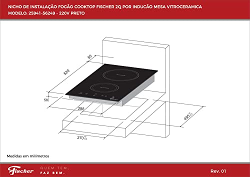 FISCHER COOKTOP DE INDUÇÃO 2 BOCAS MESA VITROCERÂMICA TOUCH 220V 33580-91180
