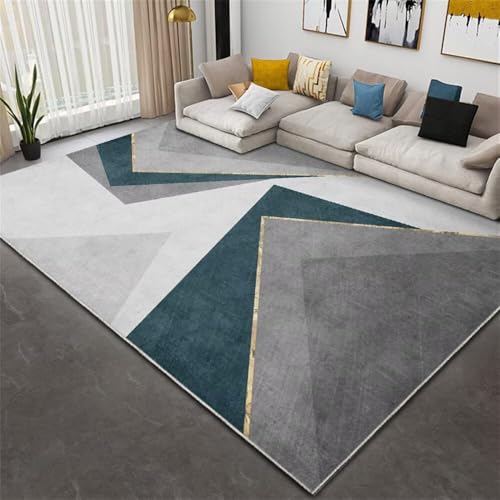 Tapis de salon unicolore bleu gris au tissage moderne 120x160cm - 2