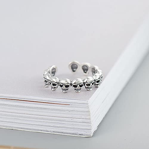 Solid 925 Sterling Silver Toe Rings For Women, Adjustable Silver Thumb Rings, Vintage Skull Punk Rock Style Rings Open Finger Rings Stackable Knuckle Pinky Rings For Men Girls #TOP2