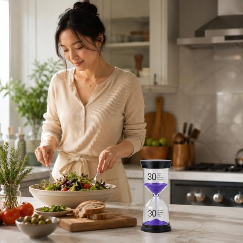 Image of Sand Timer 30 Minute, Sand Clock, Hour Glass Sand Timer Sand Clock Sandtimer Classroom Games Home Kitchen Officesand Clock Timer for Room Hourglass (purple1)