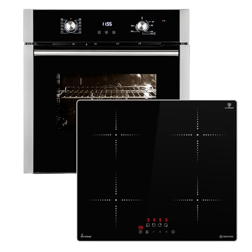 KKT KOLBE Autarkes Herdset | 60cm Einbaubackofen EB8005ED | 59cm Induktionskochfeld IH85900ED | Pizzafunktion | Grill | Umluft | Heißluft | Automatik-Timer | Wärmeschutzverglasung | SET8005IH859ED