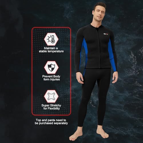 GoldFin Wetsuit para hombre, 2mm Short y Chaqueta de Neopreno, azul, talla S miniatura 4