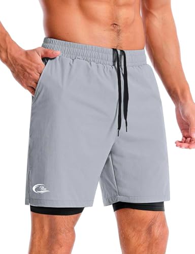 Image of CBlue Men's Outdoor Quick Dry Lightweight Sports Shorts with 2 Zipper Pockets, Breathable Hiking Running Gym Workout Athletic Shorts | CBblue Men's Quick Dry Sports Shorts with Zipper Pocket