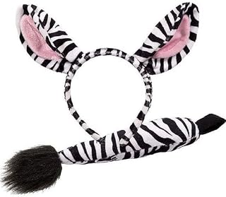 Zebra Set ( Ears & Tail) Kids Adults Safari Animal Headband Accessory World Book Day Fancy Dress