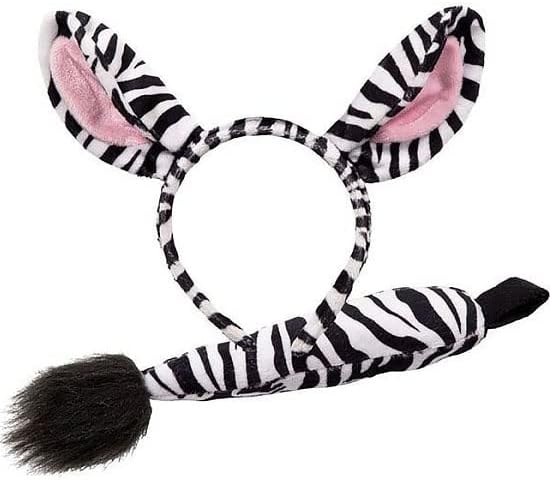 Zebra Set ( Ears & Tail) Kids Adults Safari Animal Headband Accessory World Book Day Fancy Dress