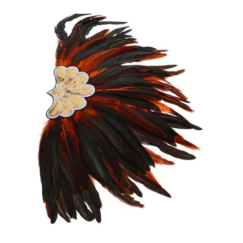 HEMOTON Diadema de Plumas Doradas para Carnaval Tocado Ligero y Cómodo para Mujer Accesorios Flapper Vintage para Fiestas y Disfraces