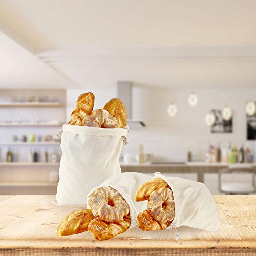 HXMLS 5Park Linen Bread Bags,Reusable Drawstring Bag For Loaf, Homemade Artisan Bread Storage Bag,Linen Bread Bags For Baguette - Thumbnail 5