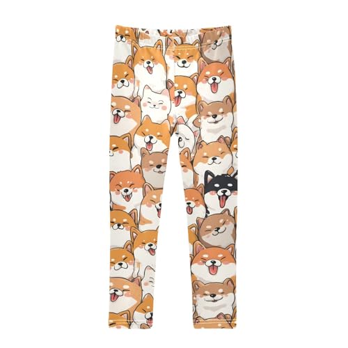 Orange Corgi Dog Face Girls Leggings Soft Stretch Workout Yoga Dance Pants for Kids Casual Tights