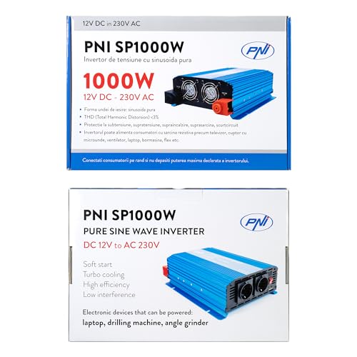Voltage Inverter PNI SP1000W with Pure Sinusoid, 12V Power Supply