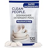 Clean People Dishwasher Pods - Cuts Grease & Rinses Sparkling Clean - Residue-Free - Phosphate Free Dishwashing Pods - Fragrance Free, 120 Pack