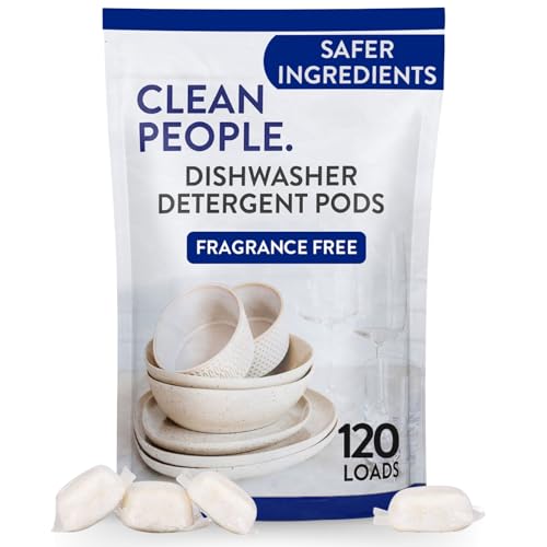 Clean People - Cápsulas para lavavajillas, corta la grasa y enjuaga con brillo, sin residuos, sin fosfatos, sin fragancia, paquete de 120