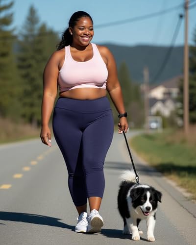 Image of Plus Size Leggings for Women - High Waisted Black Tummy Control Super Soft