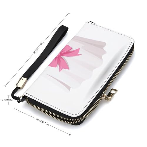 Cartoon Ghost Pink Coquette Bow PU Leather Clutch Long Bifold Wallet, Coin Purse Credit Pass Case, Durable Card-Holder Money Storage for Women Men2
