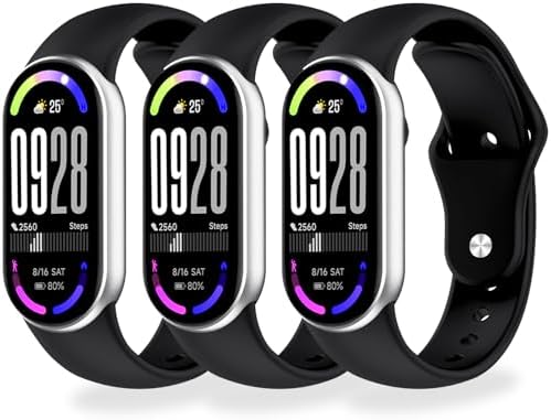 [BABEJIA] 3-6 本セット Xiaomi Smart Band 10/9/8 交換バンド 肌に優しい素材 ワンタッチ着脱 サイズ調整可能 金属コネクタ付き 通気性 防汗 防水