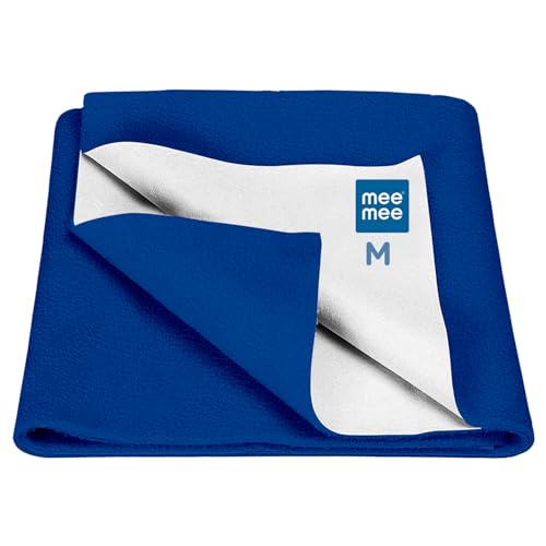 Image of Mee Mee Reusable Water Proof Cotton Bed Protector Sheet /Extra Absorbent Mat /Dry Sheets /Urine Sheet /Dry Mat (70CmX100Cm) (Medium, Cyan Blue)