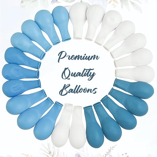 Image of Balloon Garland Kit, 57 Pieces, Dusty Blue Grey White Balloons with Roses, Baby Shower Party Decoration Set