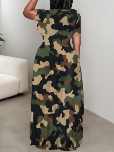 Image of SUZONANA Plus Size Dresses for Women Summer Casual Maxi Dress Short Sleeve Loose Vacation Dress