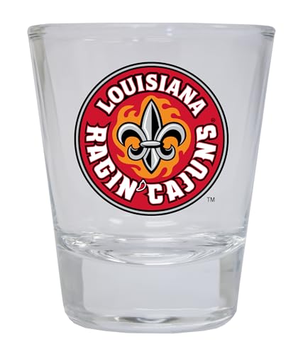 R and R Imports Louisiana at Lafayette Ragin' Cajuns 2 Ounce Shot Glass Round Clear Officially Licensed Collegiate Product Single