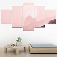 SIGNWIN 5 Panel Canvas Wall Art Coastal Multicolor Photography Relax/Calm Romantics Sunset for Home Decorations Ready to Hang - 60