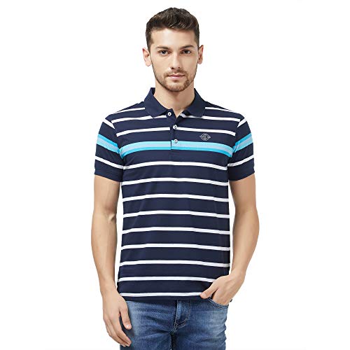 Image of Status Quo Men's Striped Regular Fit T-Shirt (MT-CL-196AQUAXL Aqua XL)