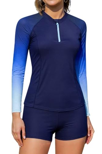 Rashguard manches longues femme avec protection solaire UV et short boyleg