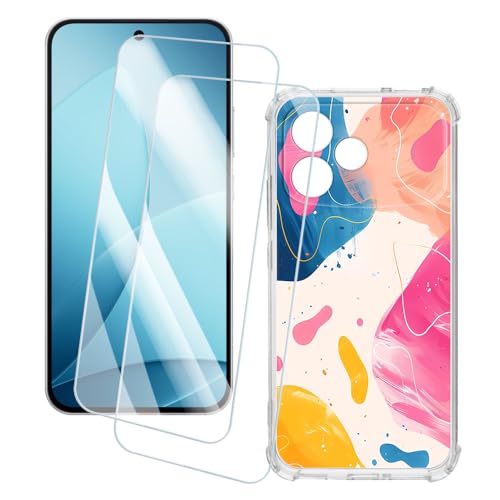 OAGELIM 2�Z�b�g �X�N���[���v���e�N�^�[ + �P�[�X OPPO A6S Pro 4G (6.57 �C���`) �Ƃ̌݊������� �A�[�e�B�X�e�B�b�N�J�X�^���v�����g�J�o�[�Ƌ����K���X�t�B���� �X�N���b�`�h�~ (�J���t��)