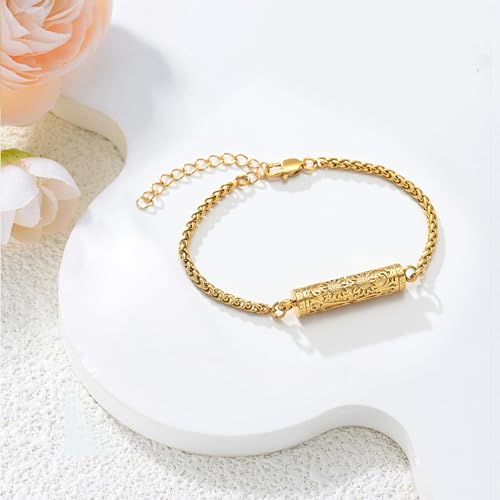 zeqingjw Sunflower Cylinder Cremation Urn Bracelet for Ashes Stainless Steel Memorial Jewelry Loved Ones Ashes Holder Keepsake Bangle for Women3
