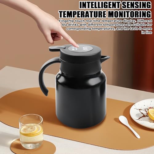 1L Thermoskanne mit Teesieb, Isolierkanne mit Temperaturanzeige Edelstahl Doppelwand Teekanne Thermo Kaffeekanne Thermo für Kaffee, Tee und Milch