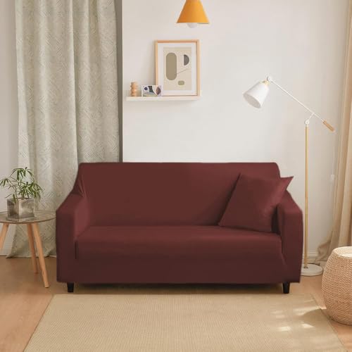 Stretch Sofa Slipcover,Polyester,Non-Skid Foam & Elastic Bottom,Universal Pet Protector,T-2 Seater (1Seater（90-140cm）)