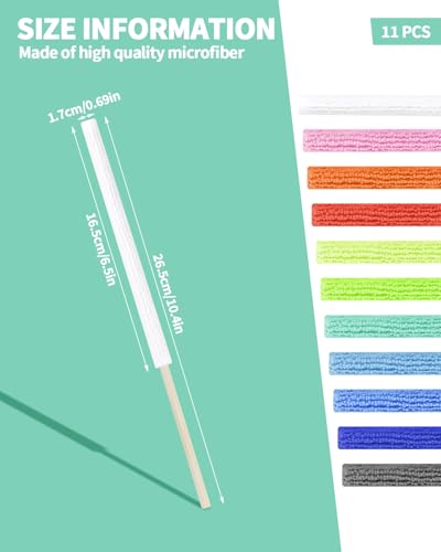 Image of 11 PCS Microfiber Detail Duster Sticks, Mini Duster Crevice Cleaning Tool for Car Air Vents, Blinds, Fans, Windows, Small Spaces, Gap Dust Cleaner