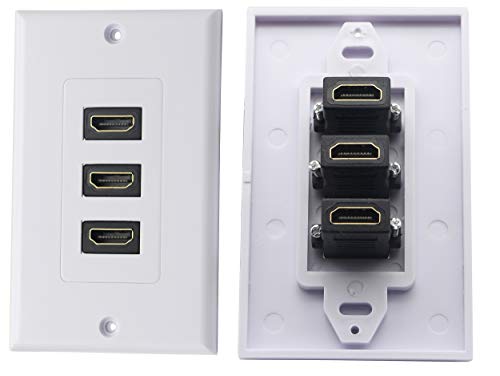 Zdycgtime 3 Port Hdmi 2.0 Decorative Wall Plate Hdmi Component Composite Audio Video Wall Outlet Mount Panel, Support 4K 60Hz 1080P Perfect For Projector & Home Theater White(3 Hdmi)(3 Hdmi) #TOP5