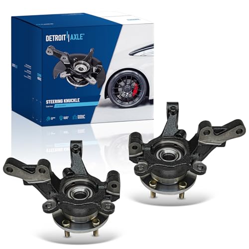 Image of Detroit Axle - Front 2pc Steering Knuckles for 2007-2012 Dodge Caliber, 2 Steering Knuckles & Wheel Bearing Hubs Assembly 2008 2009 2010 2011 Replacement