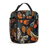 Sac à déjeuner isotherme, motif papillon de nuit, orange, imperméable, réutilisable, pour le travail, le bureau, la gym, le camping