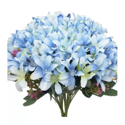 CashMuch Artificial Flowers For Home Decoration, 3 Pack Simulated Daffodils In Blue, Faux Floral Arrangements For Porch Patio Garden Decor