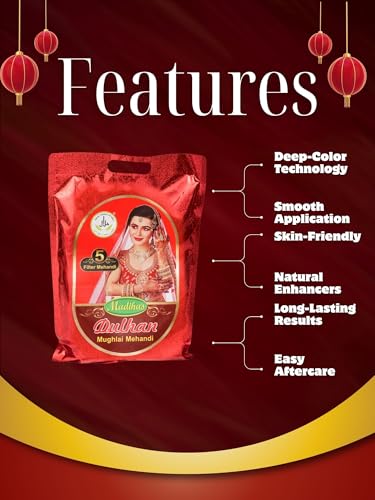 Organic Henna Five Filter Dulhan Mughlai Mehendi (1 Kg)|100% Natural Herbal Henna Powder for Hair Coloring, Conditioning & Bridal Mehndi