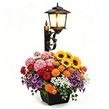 Solar Lamp Post Light with Planter, 2 in 1 Outdoor Flower Pots, 3000K Solar Lamps Outdoor Waterproof, Wall Mount or Freestanding for Garden, Patio, Yard, Front Porch, Back Door (Flowers not Included)