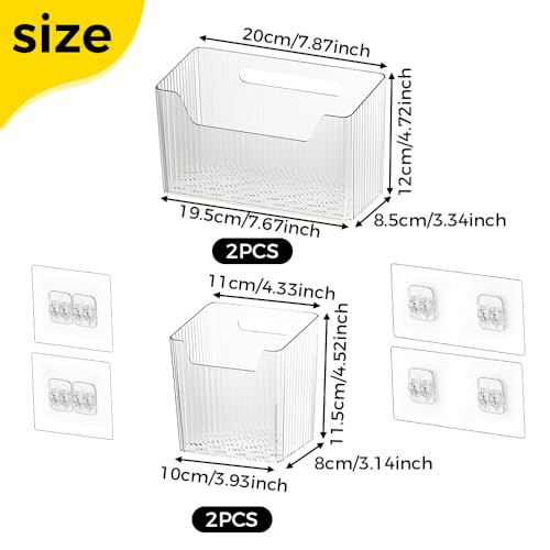 RoxNvm Küchenschranktür Organizer, 4 Stück Küchenschranktür Aufbewahrungsbox, Selbstklebendes Wandbox, Wandmontierte Aufbewahrungsbox, Transparent Küchenorganizer zum Aufhängen für Schrank Badezimmer