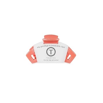 TELETIES - Open Tiny Hair Clip- For Super Thin Hair, Little Kids, Half-up Hairstyles - Strong Grip, Bendable Teeth, Comfortable Curved Design- Mini Claw Clip - Spring - Dreamsicle